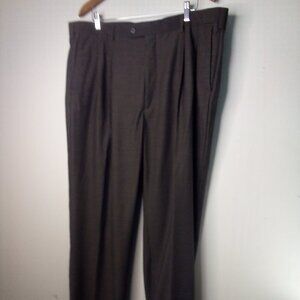 John Henry Pants Men 42 x 30 Pleated Roll Hem Brown
